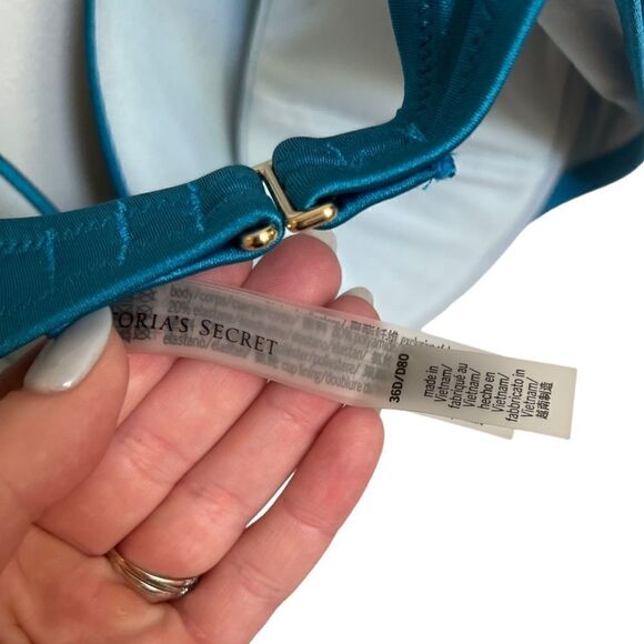 Victorias Secret Swim Push Up Padded Racerback Bikini Chain Link Top Size 36D - Picture 5 of 6